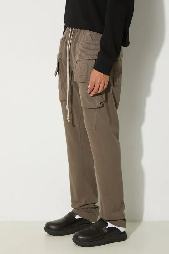 Gray Rick Owens Creatch Cargo Drawstring Cotton Joggers, Style DU02D2376.RIG