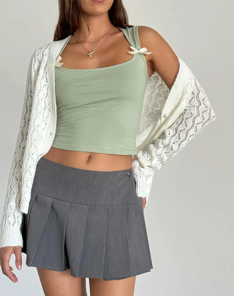 Sage Ivory Bows Jiniso Crop Top