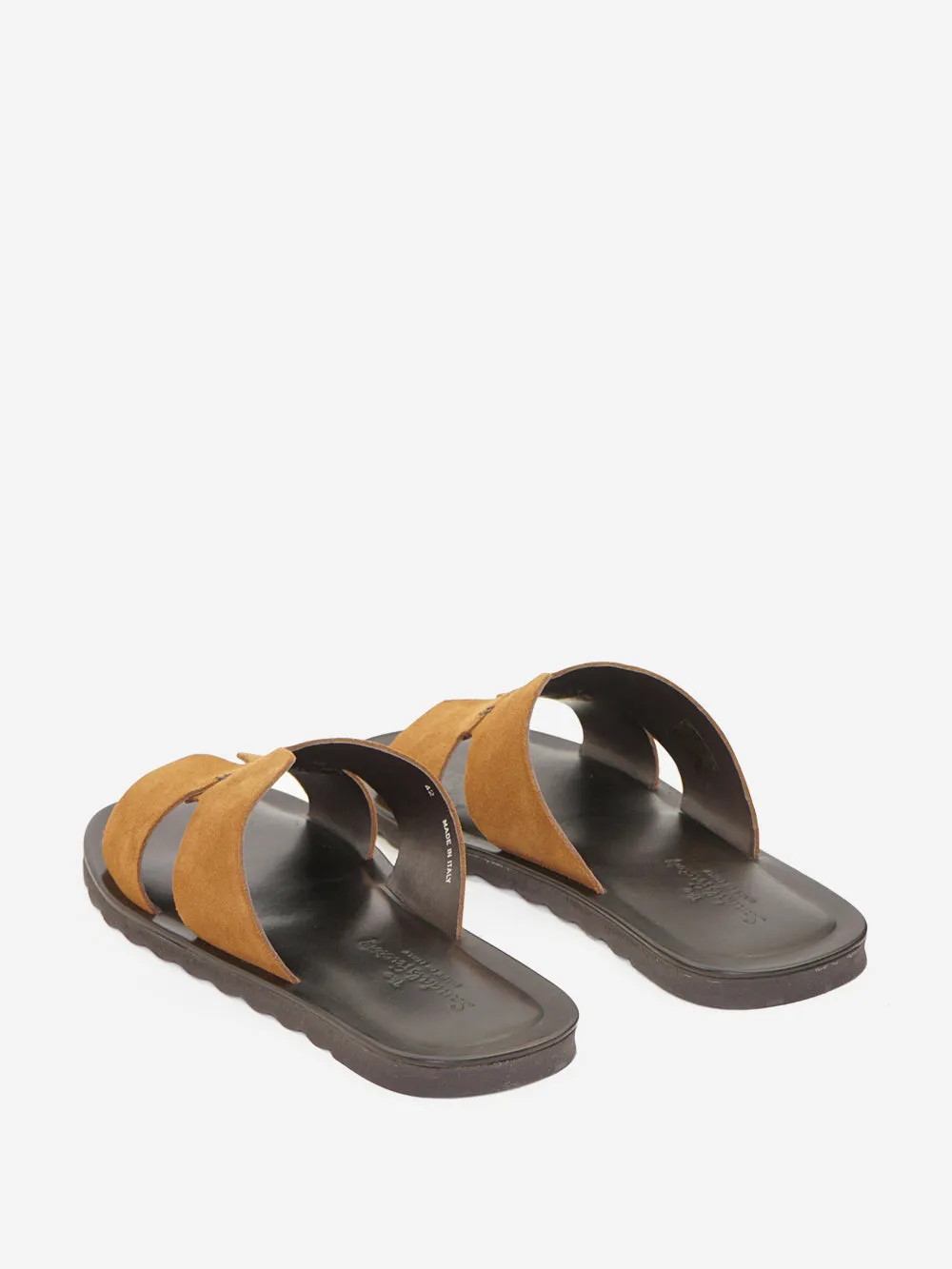 Sandal Factory - Wide-strap Slide Sandal with Solid Suede Leather Side Openings