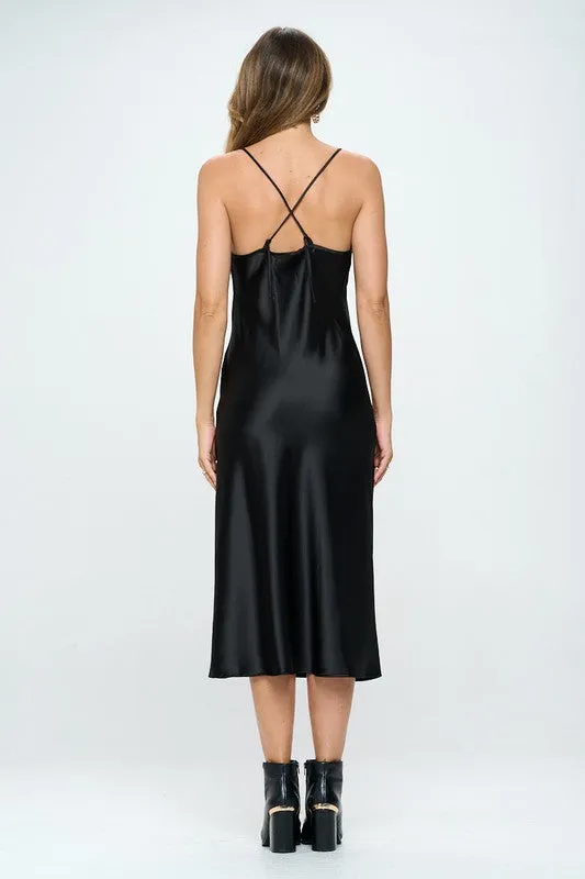 Satin Slip Dress with Side Slit