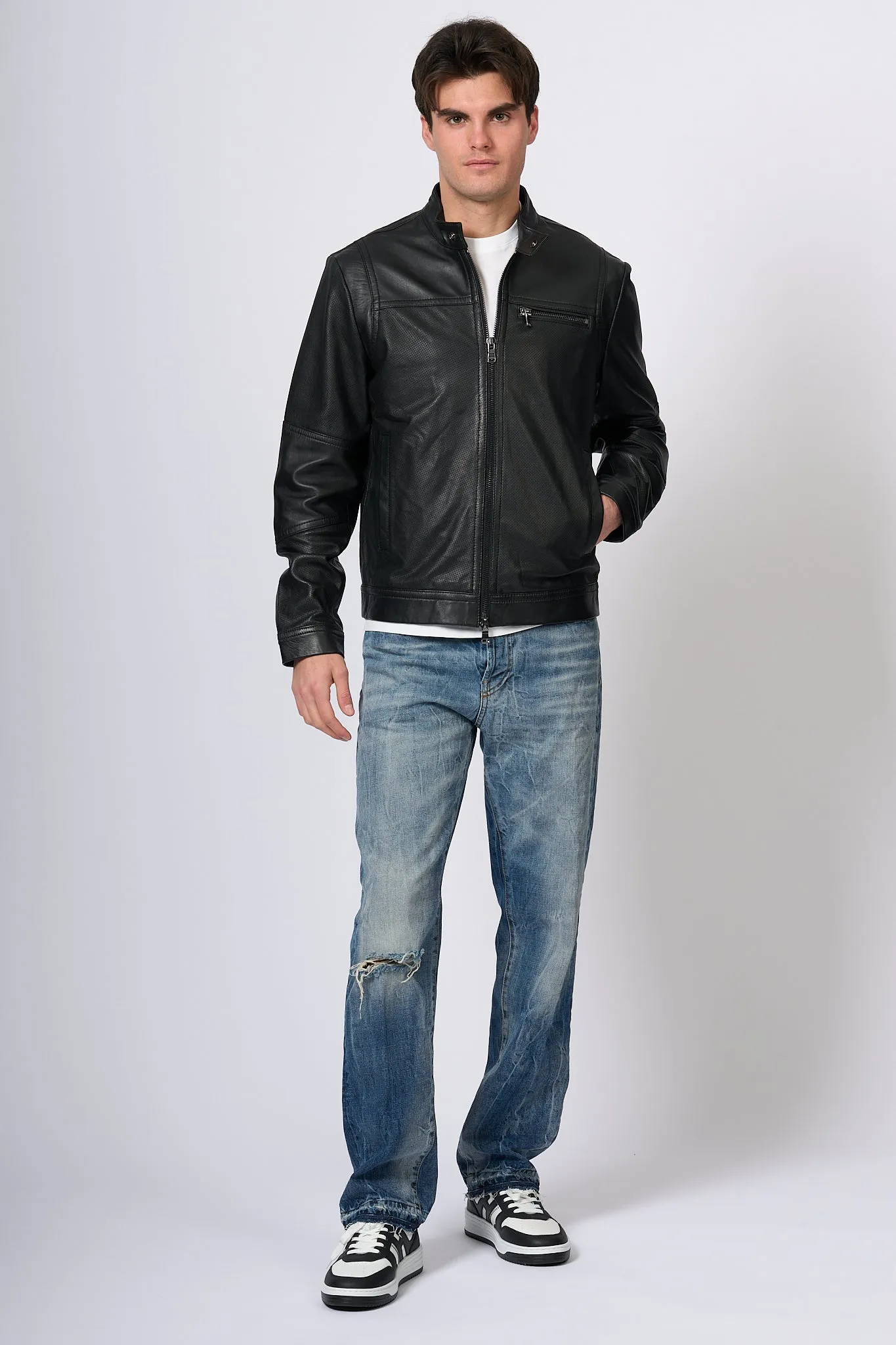 Schott Black Leather Men's Biker