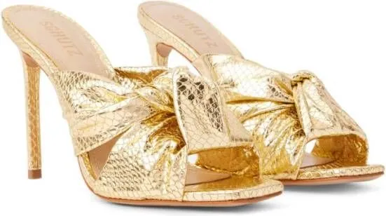 Gold Metallic-Finish Leather Mules by Schutz 105mm