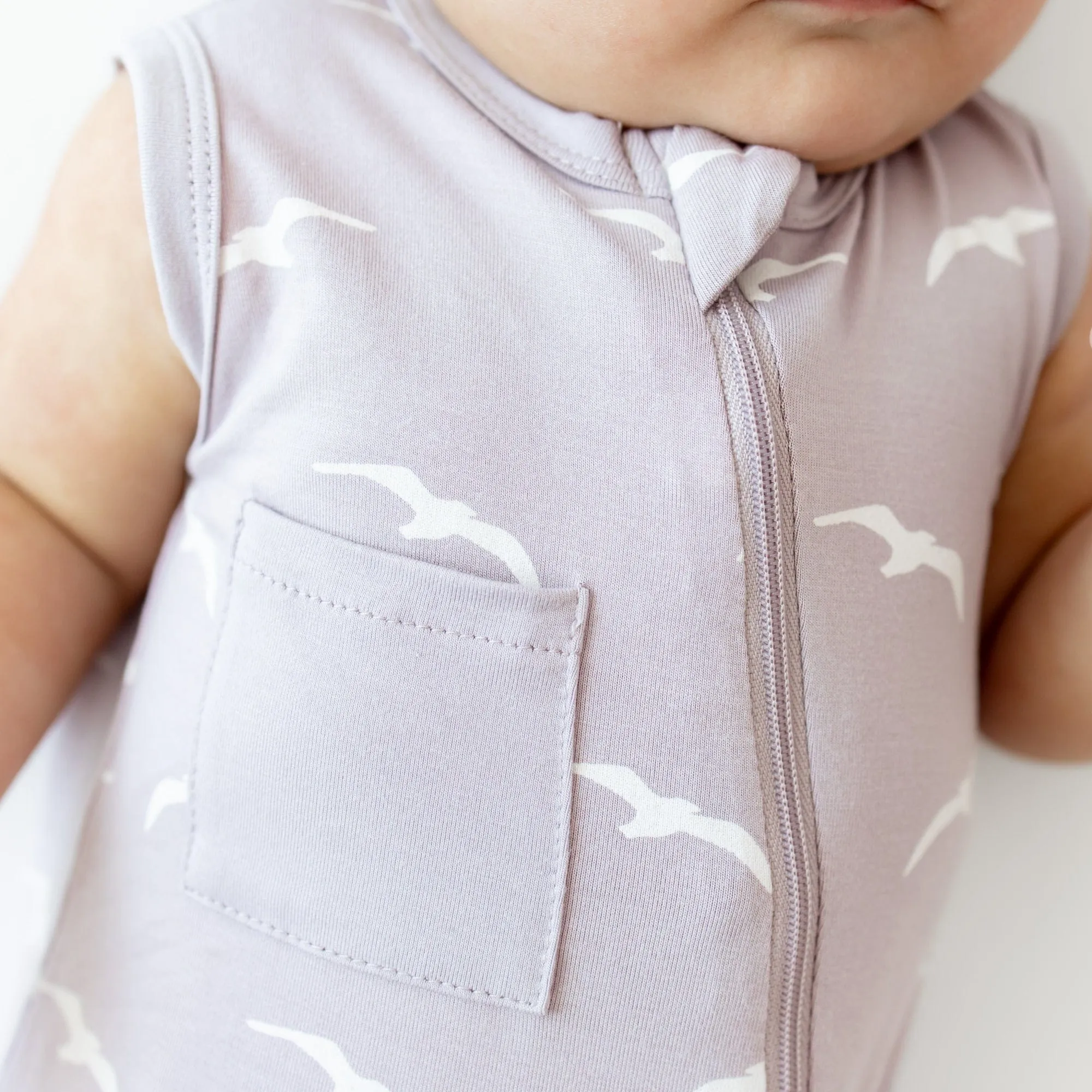 Seagull Sleeveless Romper with Zipper