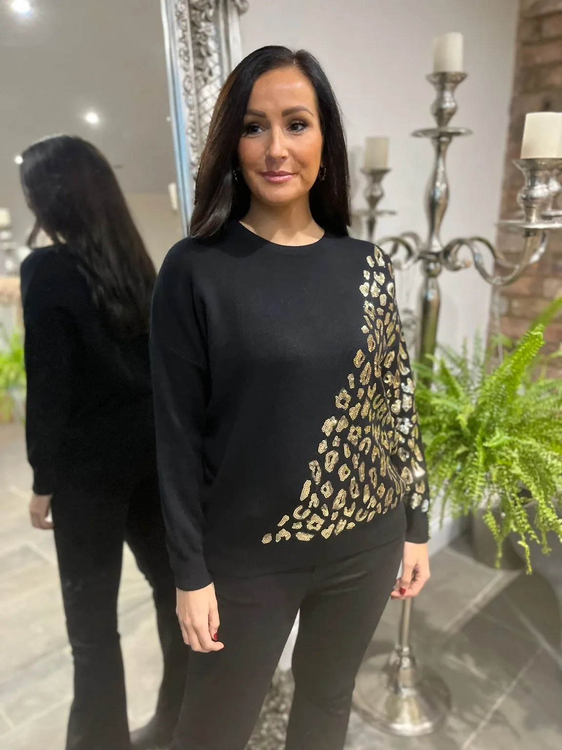 Lexi Jumper with Sequin Leopard Detail