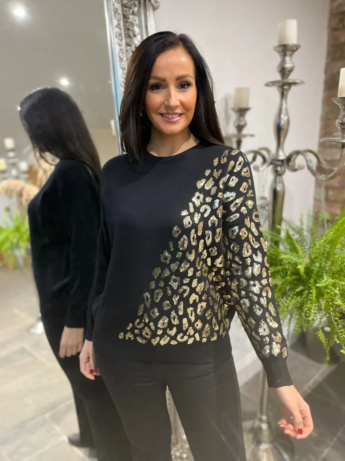 Lexi Jumper with Sequin Leopard Detail