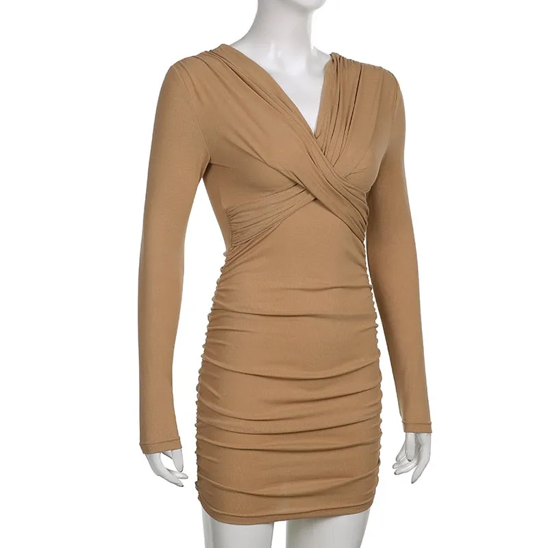 Sexy V Neck Mini Bodycon Dress