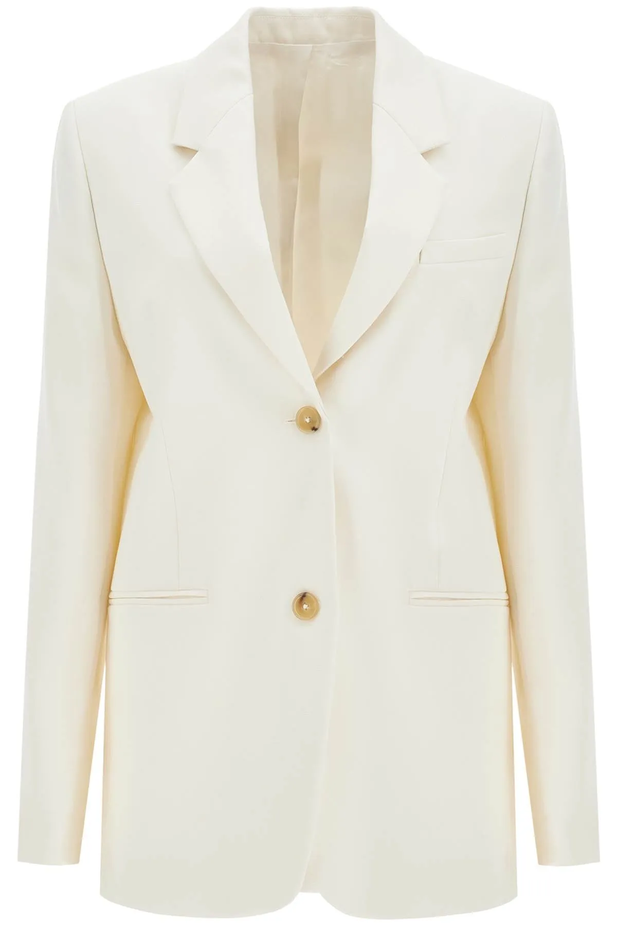 off-white canvas blazer in single-breasted style