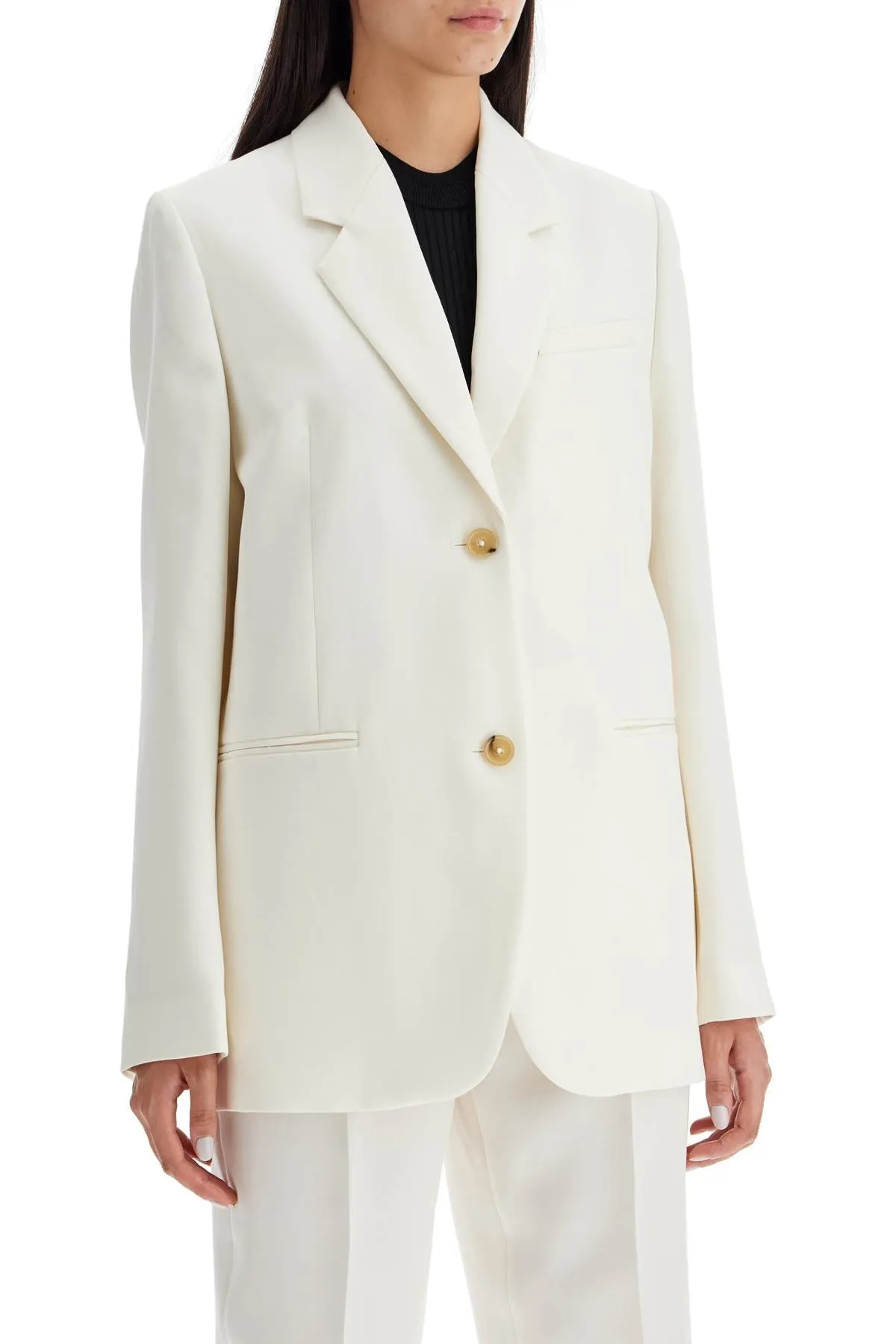 off-white canvas blazer in single-breasted style