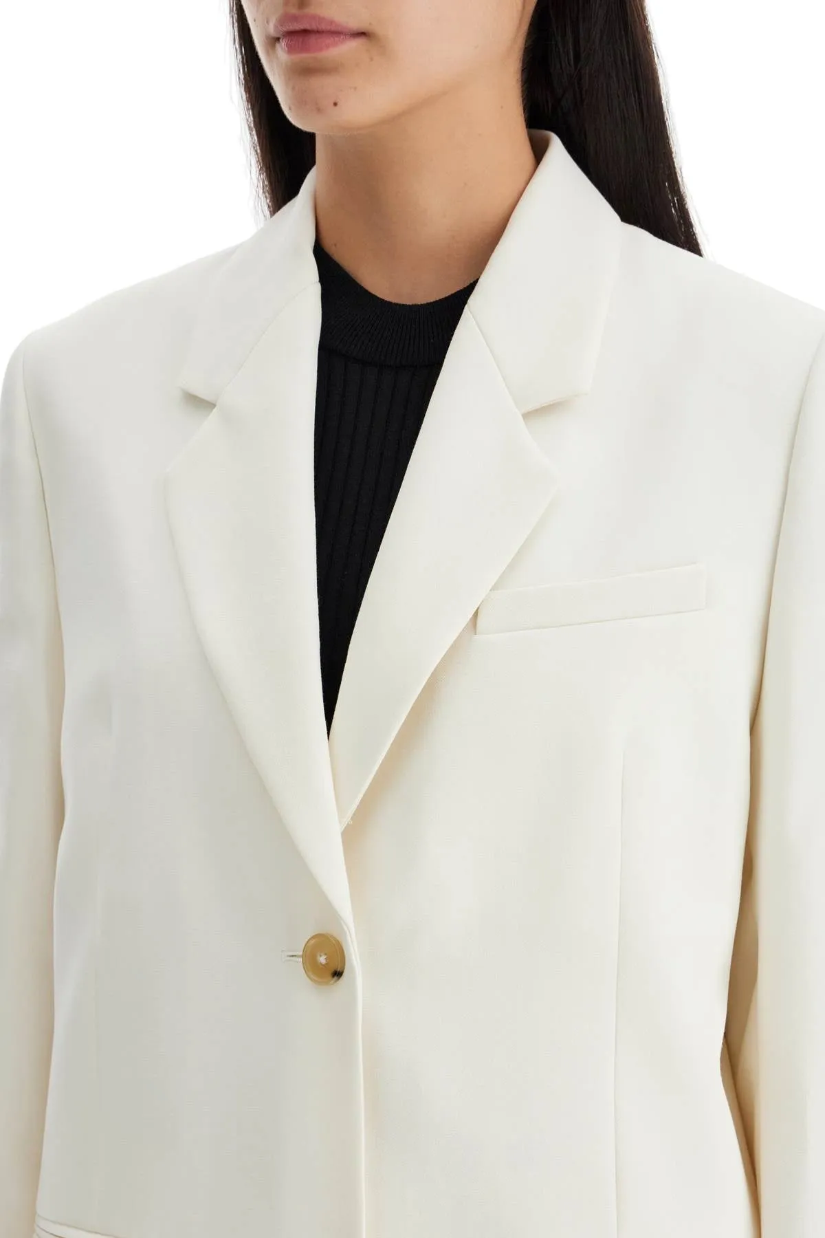 off-white canvas blazer in single-breasted style