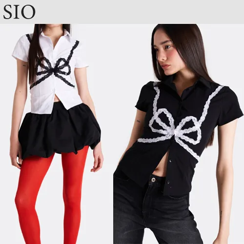 Logo Embellished Casual Street Style Shirt by SIO