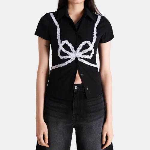 Logo Embellished Casual Street Style Shirt by SIO