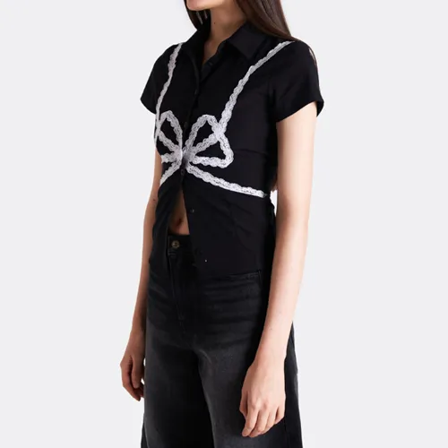 Logo Embellished Casual Street Style Shirt by SIO