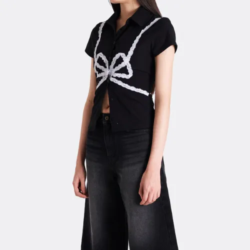 Logo Embellished Casual Street Style Shirt by SIO