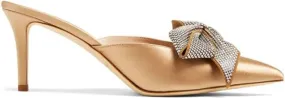 SJP Sarah Jessica Parker Rhinestone Bow 70mm Mules Gold