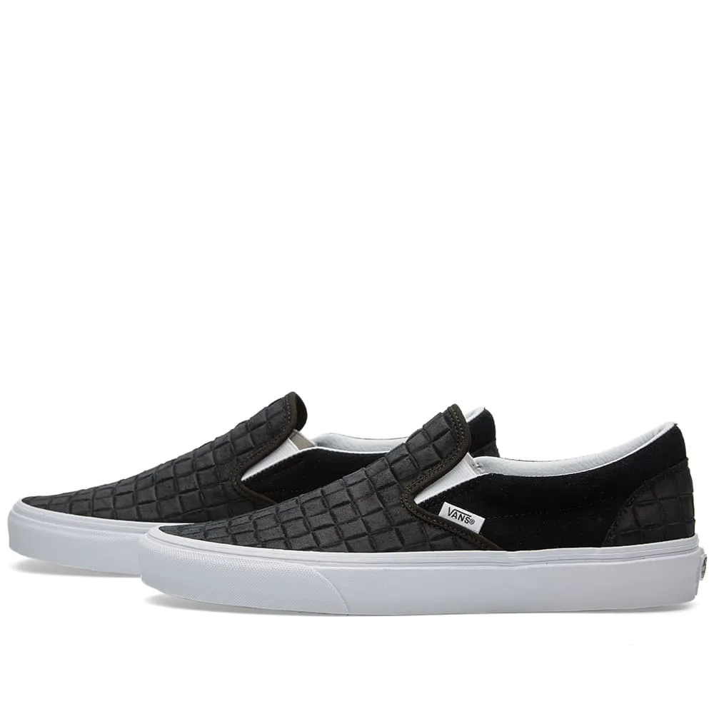 Black Suede Checkerboard Slip-On Shoes