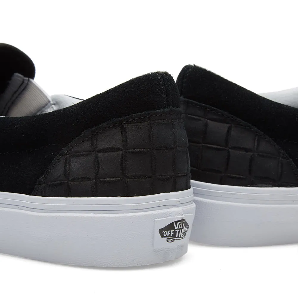 Black Suede Checkerboard Slip-On Shoes