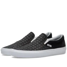 Black Suede Checkerboard Slip-On Shoes