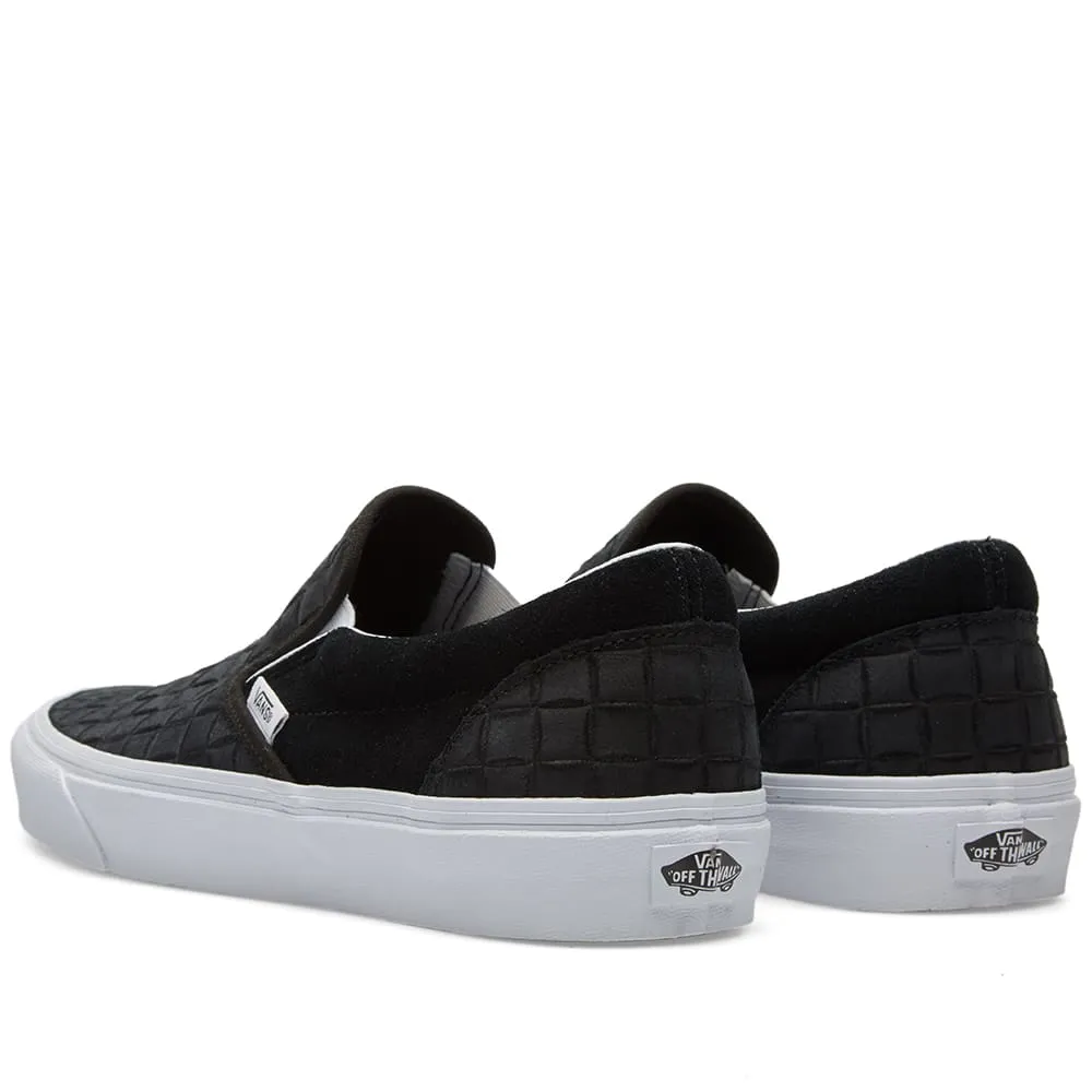 Black Suede Checkerboard Slip-On Shoes