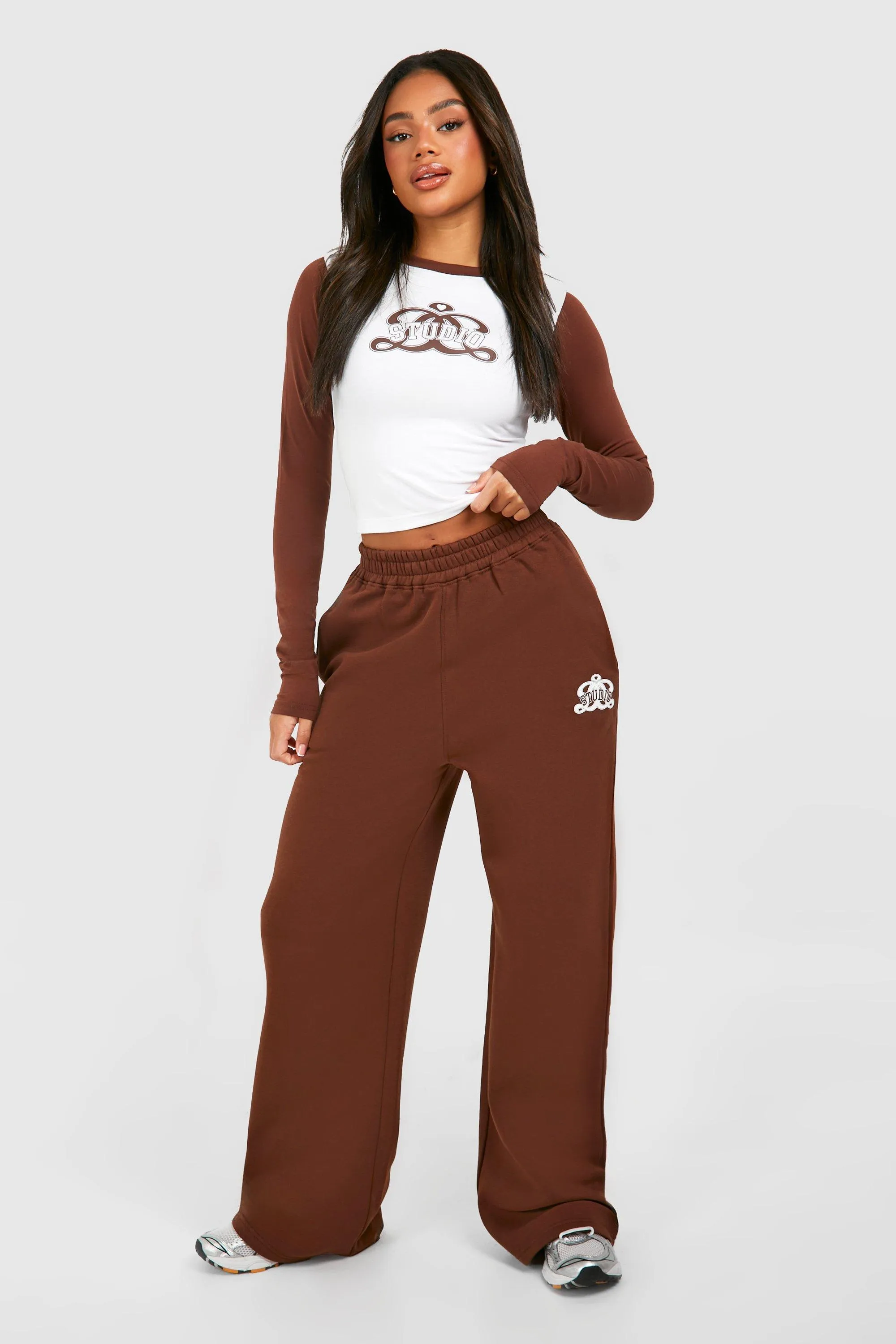 Slogan Long Sleeve Top And Jogger Set | boohoo