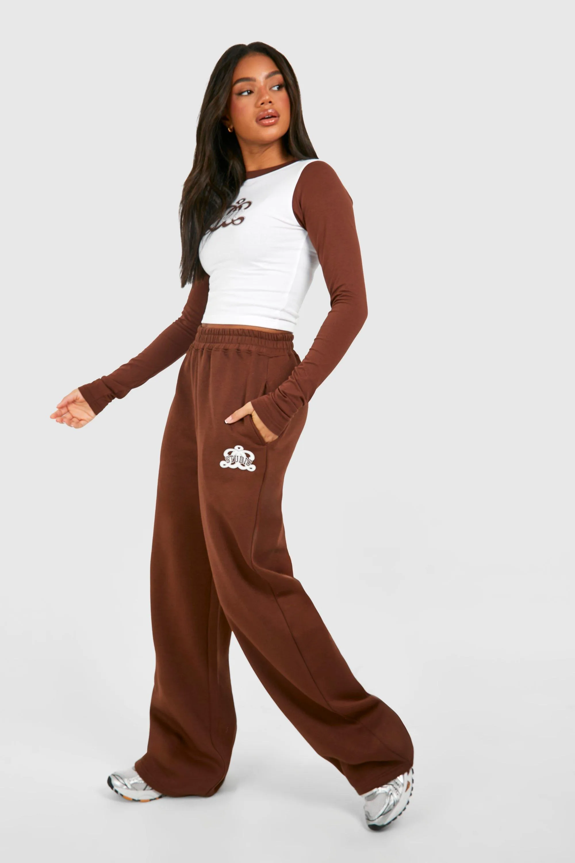 Slogan Long Sleeve Top And Jogger Set | boohoo