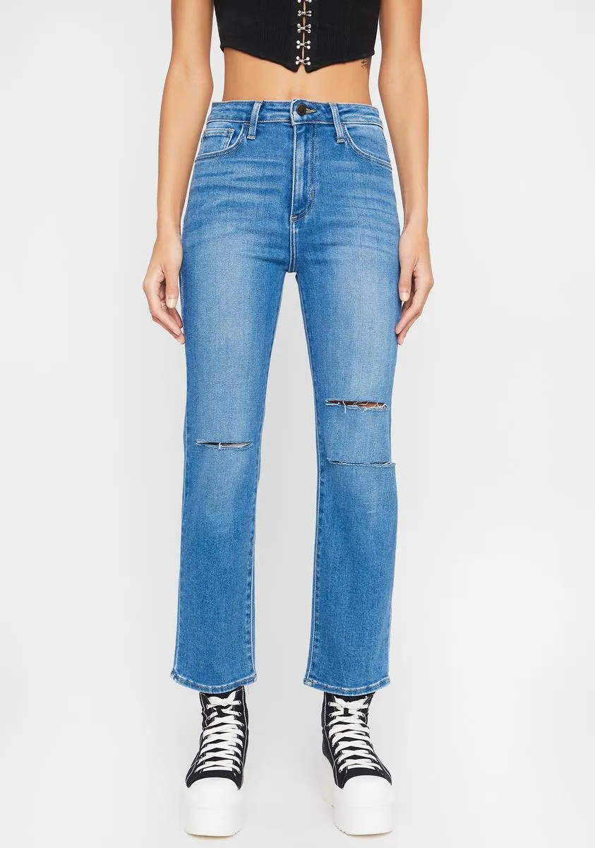 Straight Leg Ripped Denim