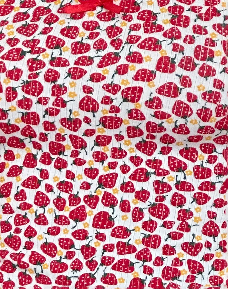 Strawberry 2023 Print Grodi Fitted Top