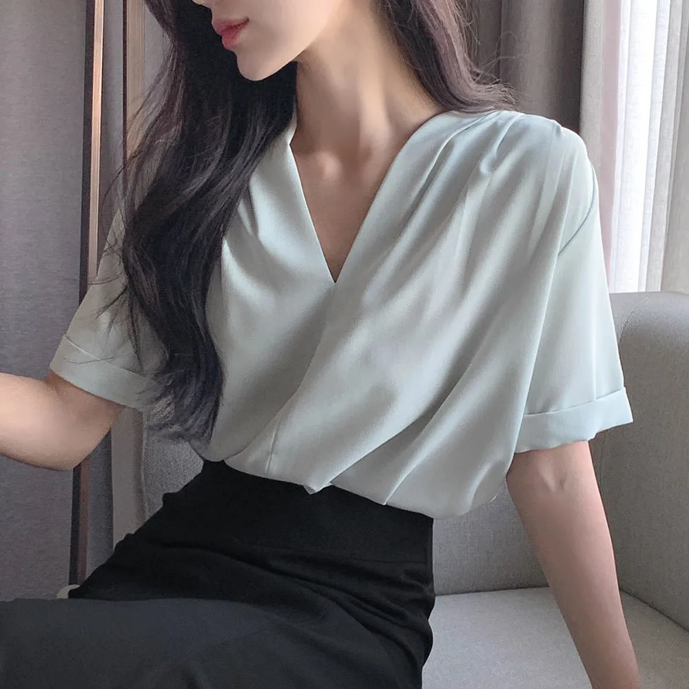 Cropped Plain Short Sleeves Casual Party Style