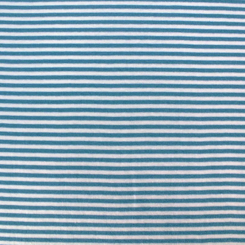 Pretty Blue and White Striped Ribbing in Cotton Rich