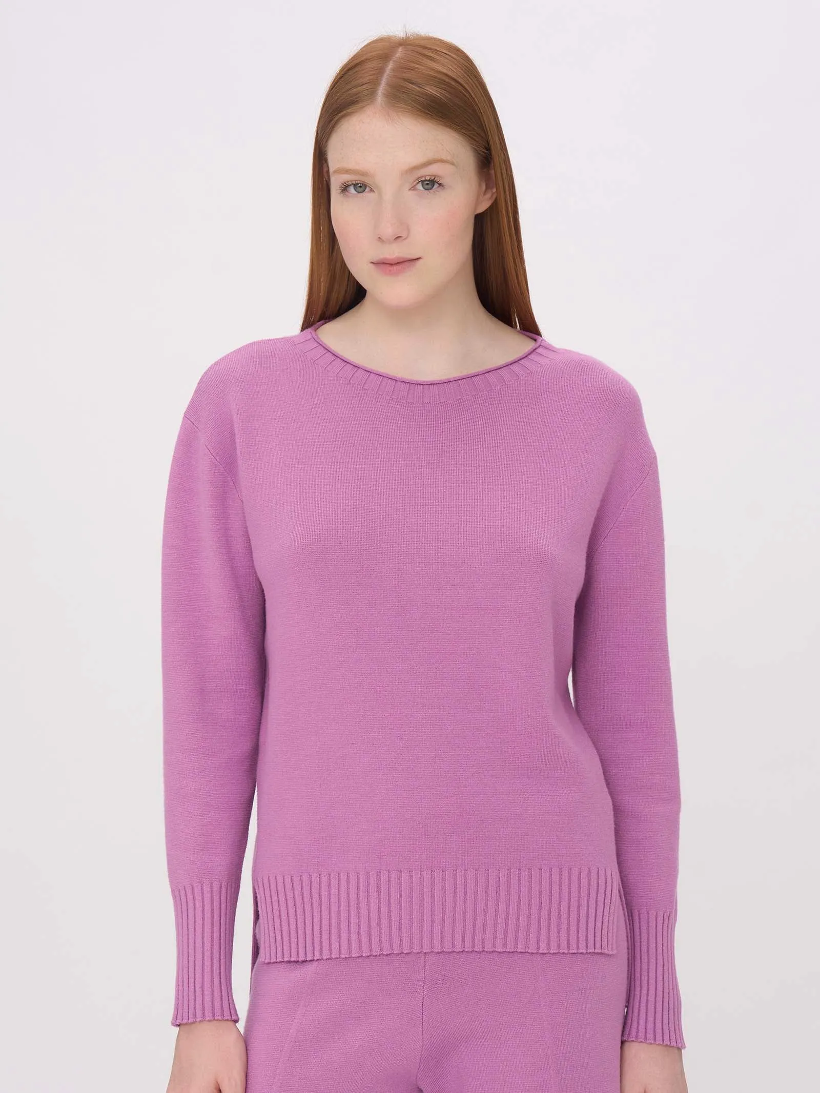 Crewneck Viscose Crêpe Jersey T-Shirt - Dewberry