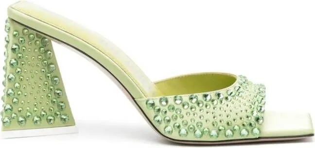 The Attico Mini Devon rhinestone mules Green 85mm