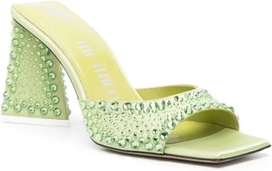 The Attico Mini Devon rhinestone mules Green 85mm