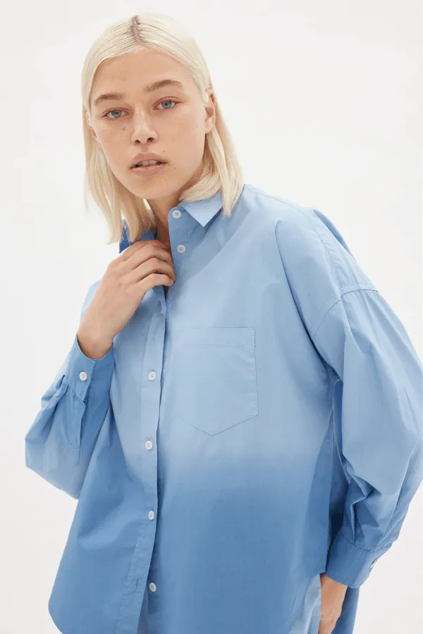 Powder Blue Chiara Shirt - Dip Dyed