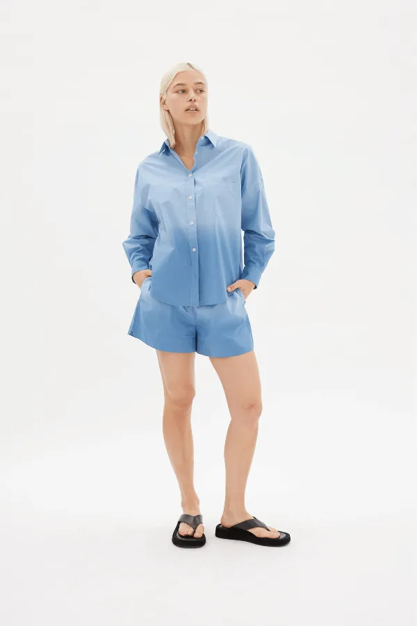 Powder Blue Chiara Shirt - Dip Dyed