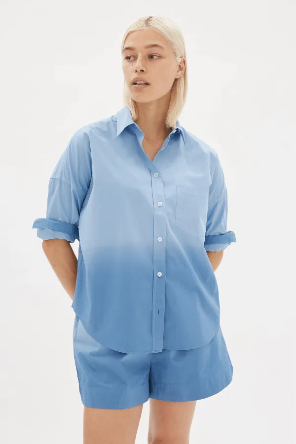 Powder Blue Chiara Shirt - Dip Dyed