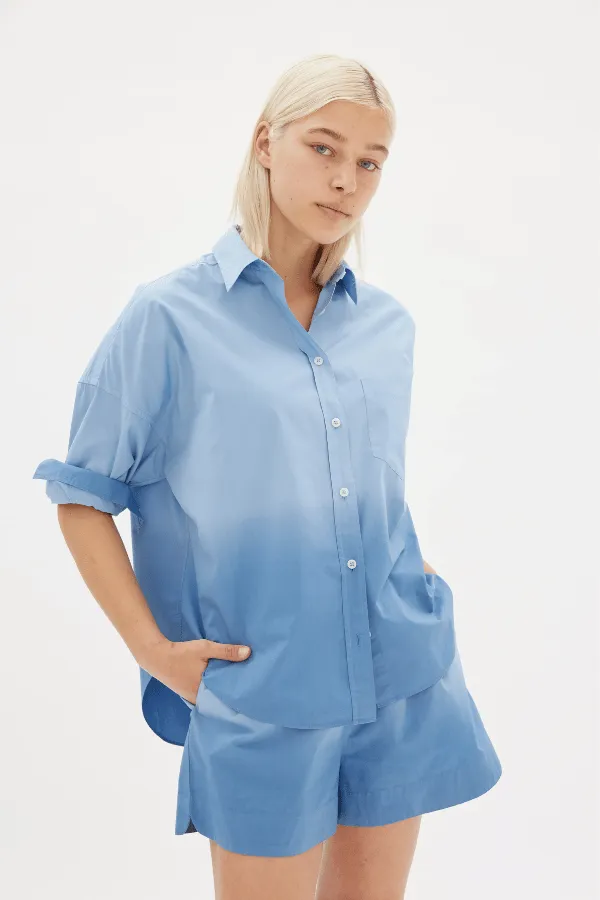 Powder Blue Chiara Shirt - Dip Dyed