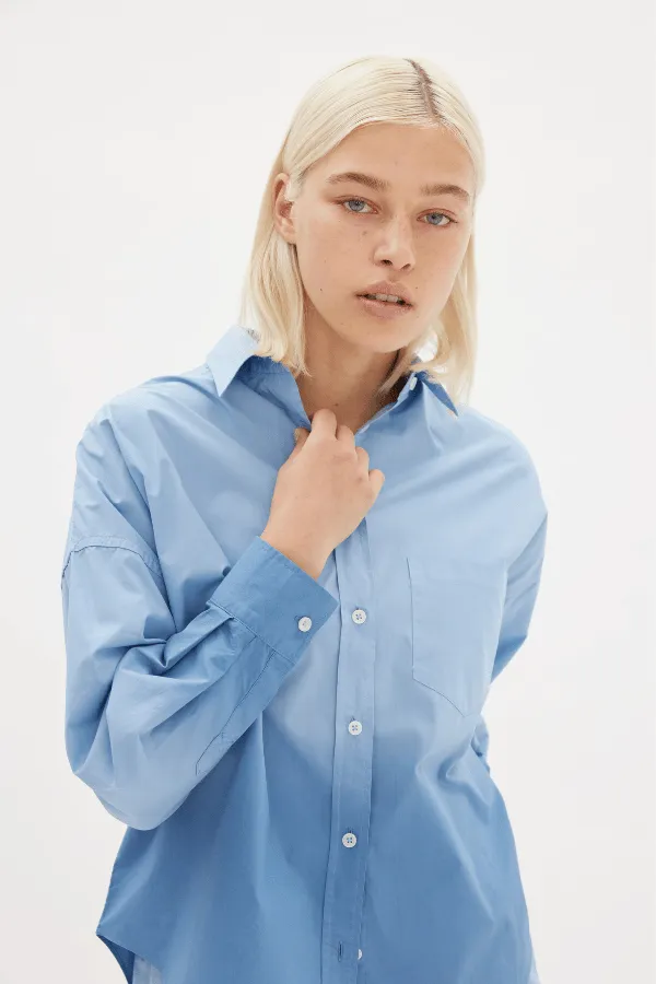 Powder Blue Chiara Shirt - Dip Dyed