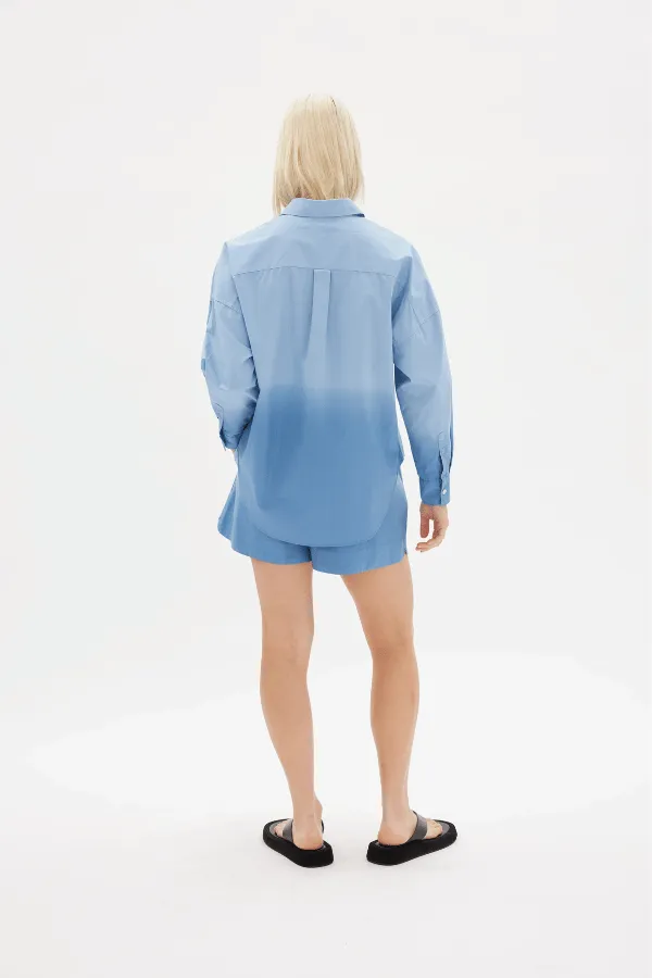 Powder Blue Chiara Shirt - Dip Dyed