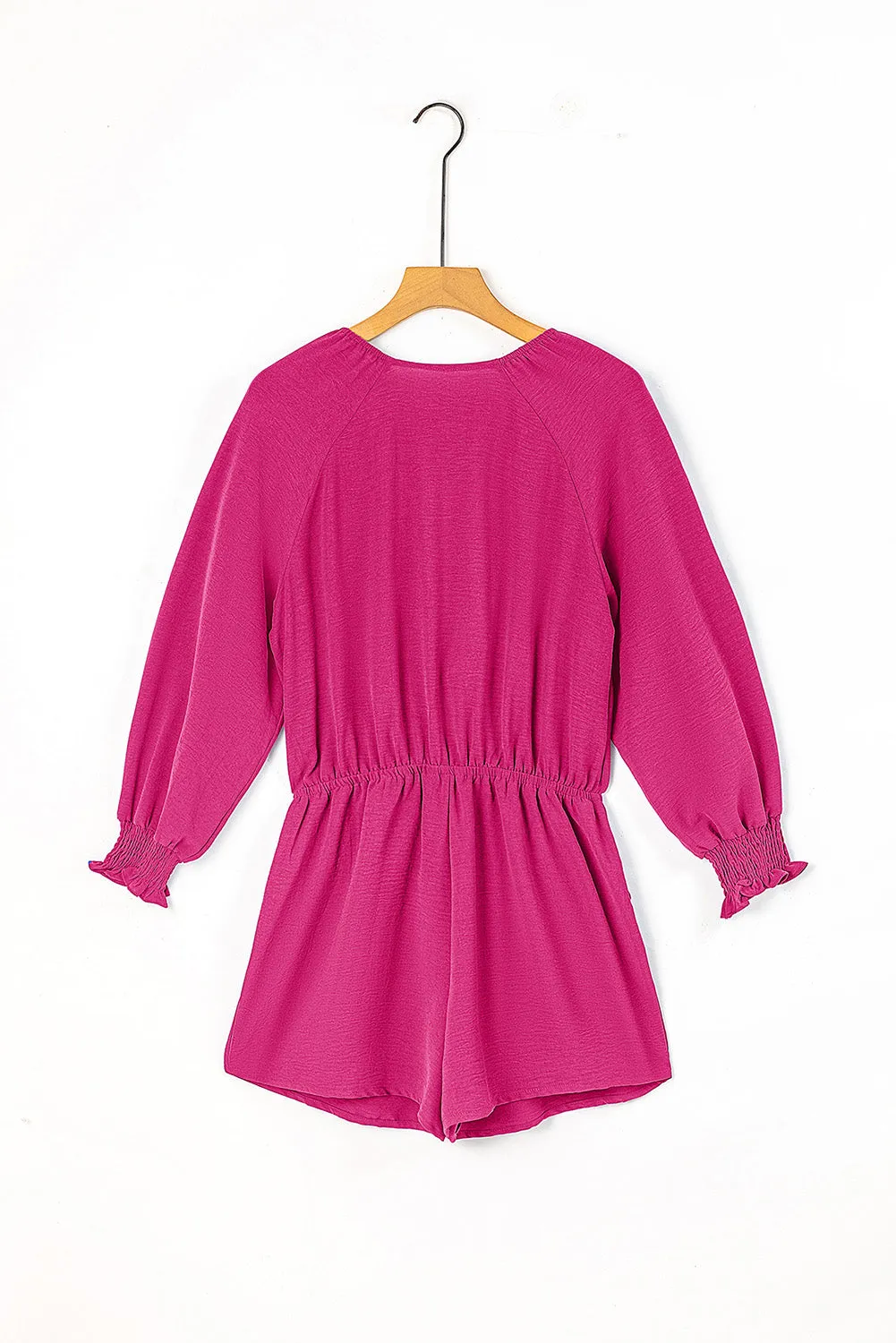 Plunge Romper with Tied Flounce Sleeve