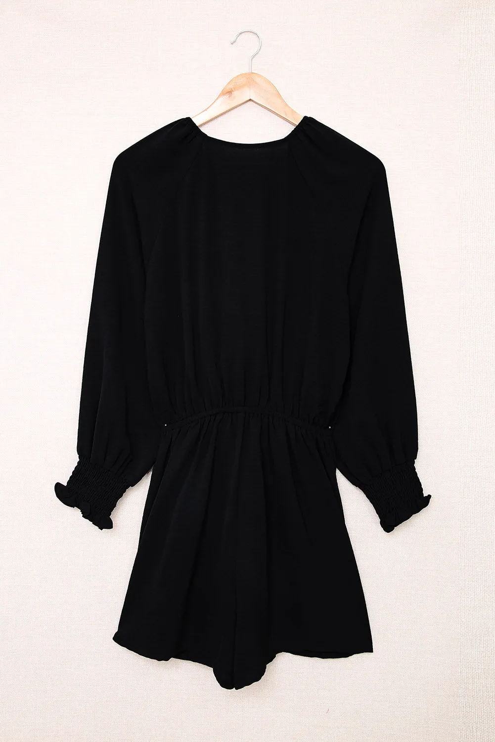 Plunge Romper with Tied Flounce Sleeve