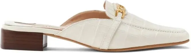 TOM FORD Whitney Neutrals Crocodile-Embossed Leather Mules