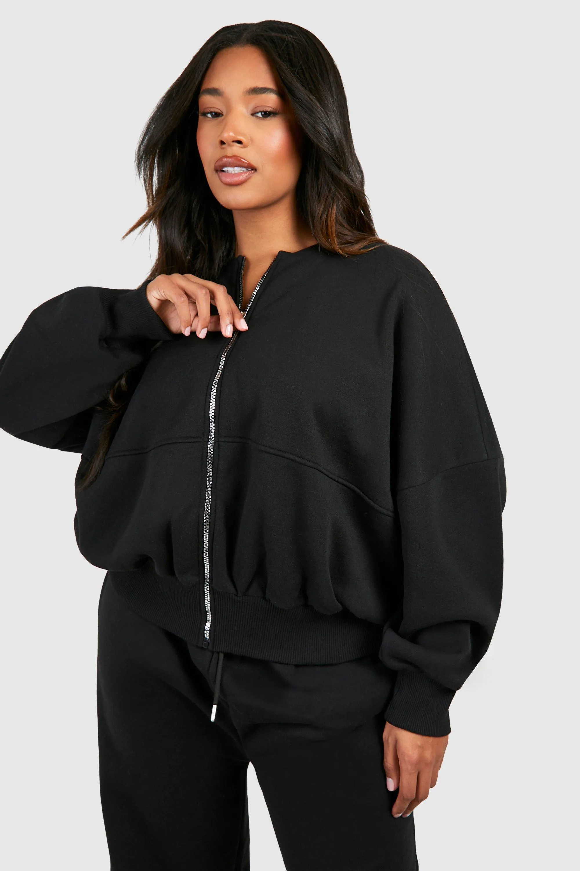 boohoo Plus Size Zip Through Bomber Tracksuit