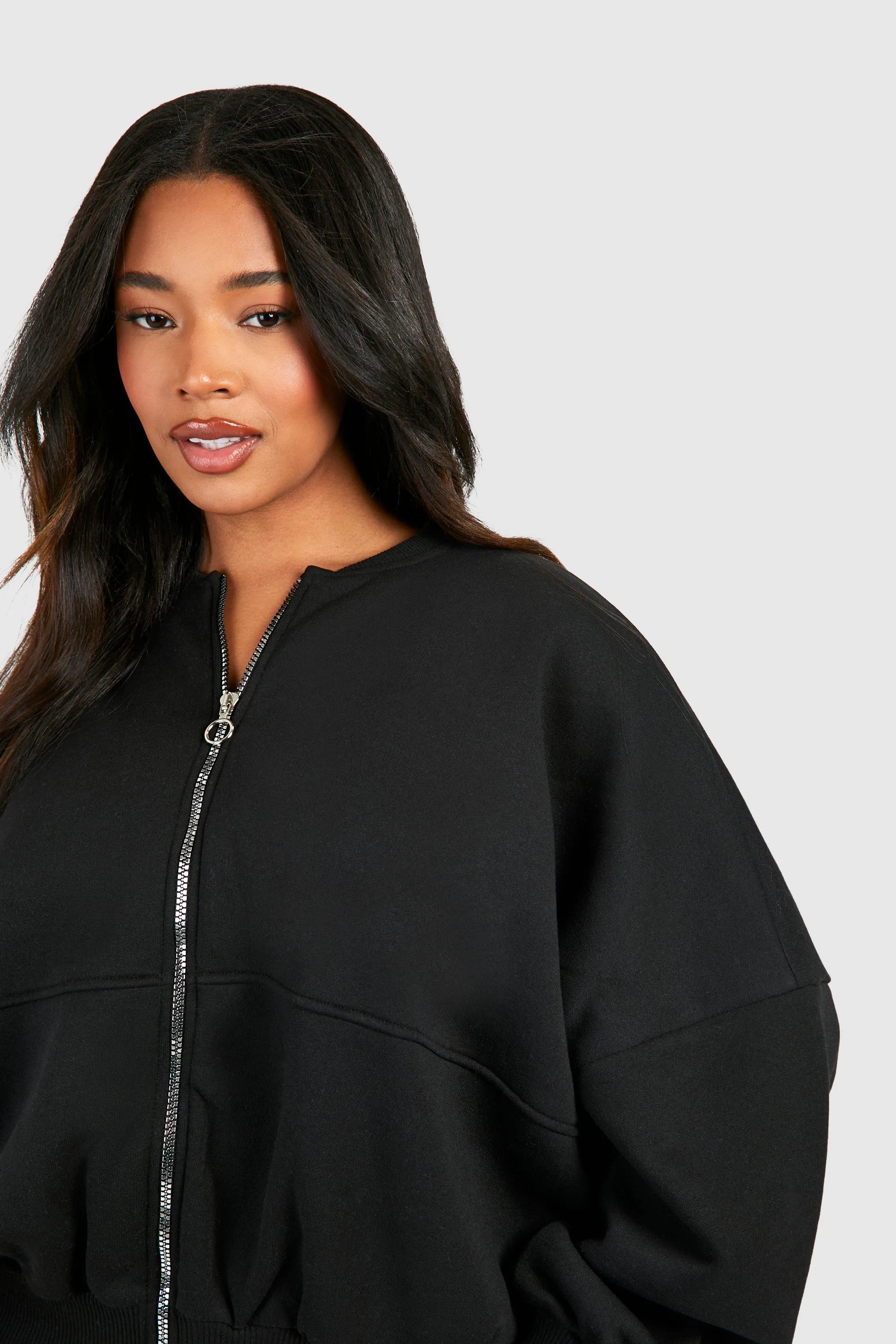 boohoo Plus Size Zip Through Bomber Tracksuit