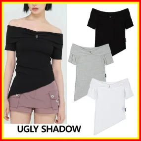 UGLY SHADOW Cotton Short-Sleeve Street Style Shirts & Blouses