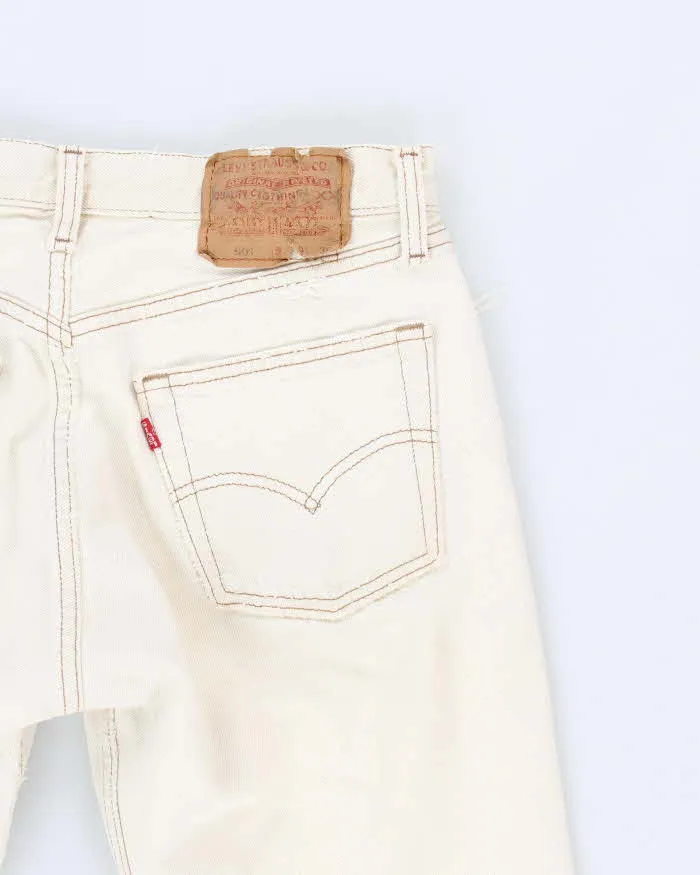 W30 L30 Vintage 90s Distressed Cream Levi's 501 Jeans