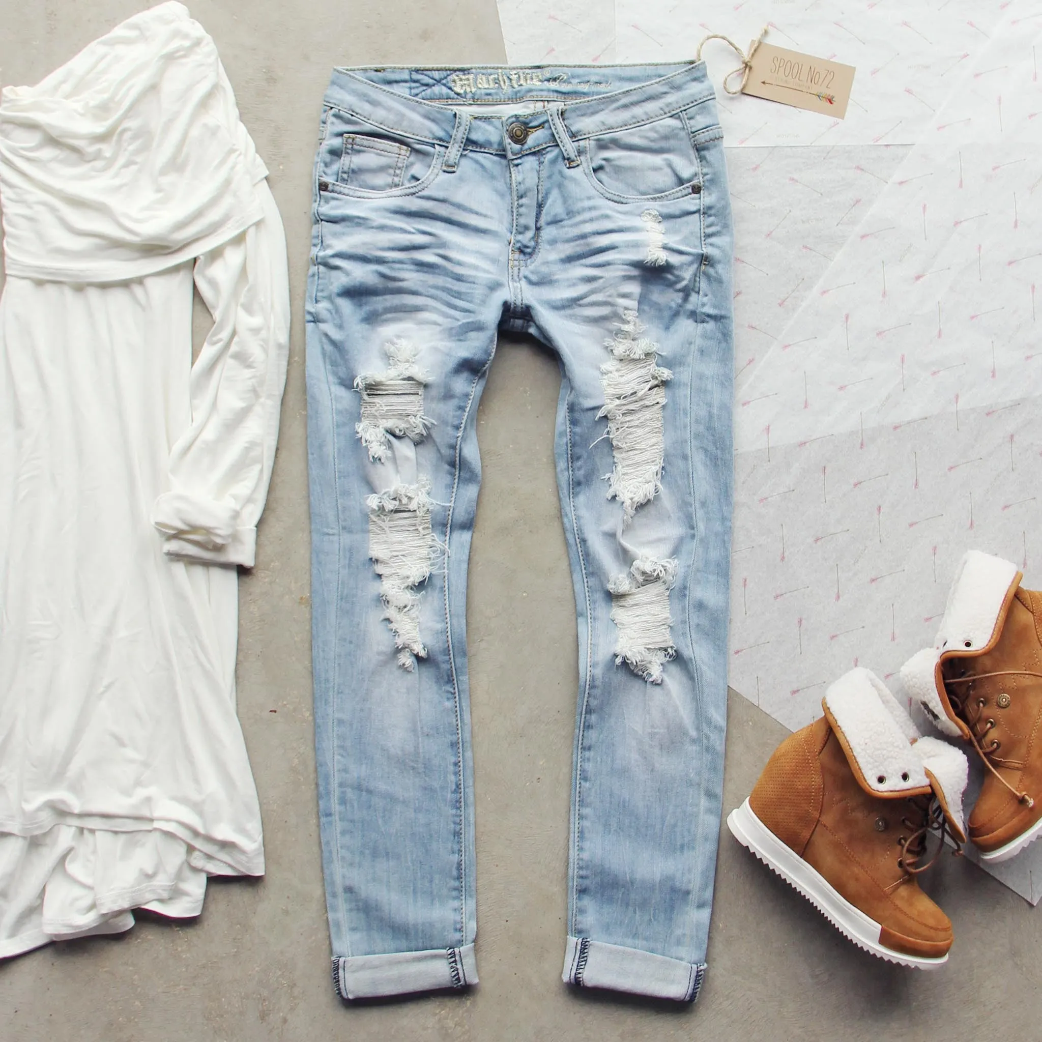 Vintage Style Faded Denim