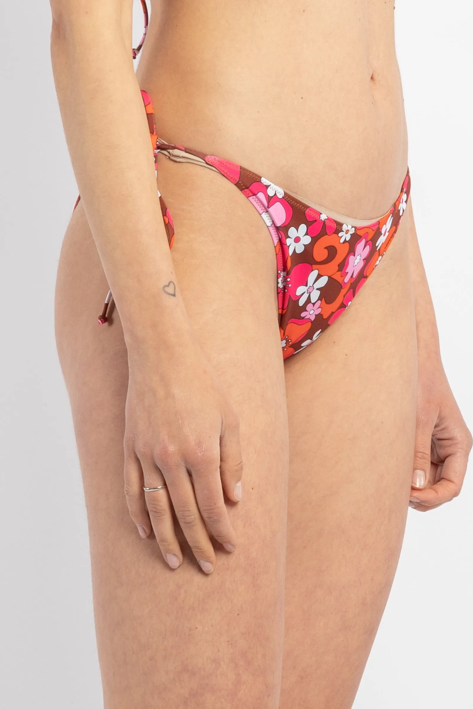 Floral Print Virgo Slip Bikini with Laces