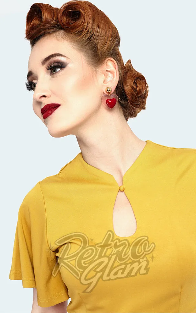 Mustard Flutter Sleeve Top - M only by Voodoo Vixen