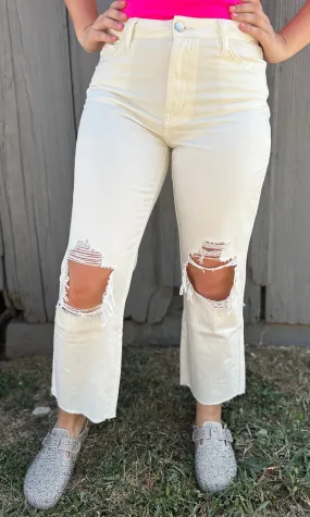 White Ripped Denim Pants