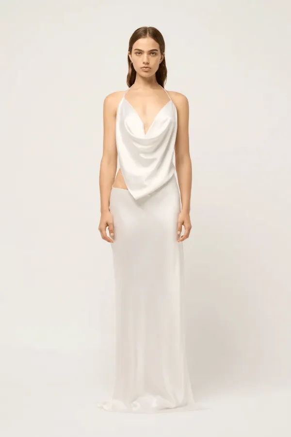 White Iced Bias Slip Dress