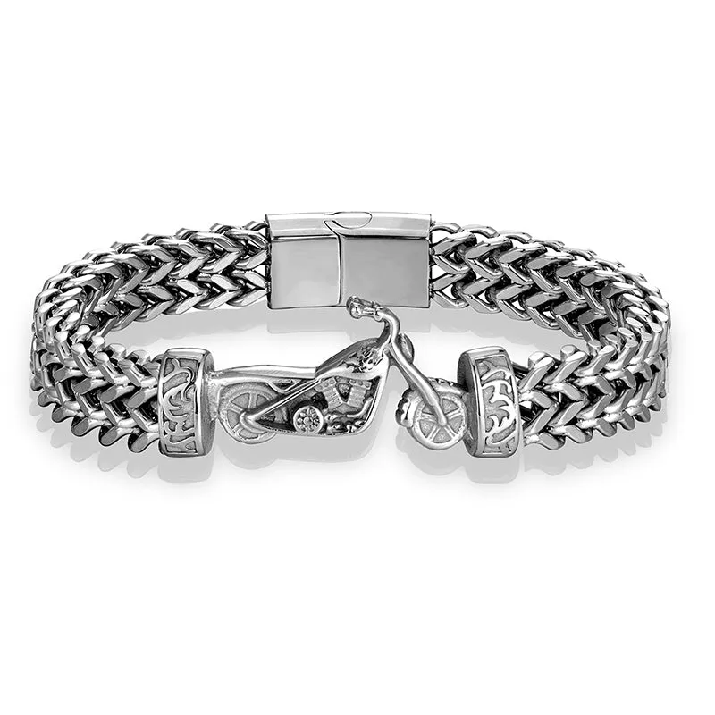 Wide Link Biker Stainless Steel Motorcycle Bracelet